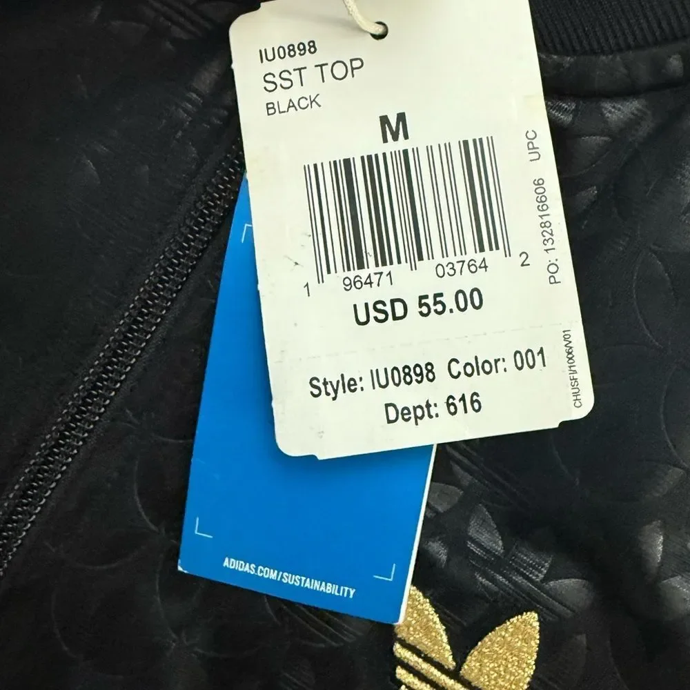 Adidas Originals Boys Monogram SST Track Jacket Black Gold NWT Size M (11-12Y)
